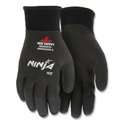MCR Safety N9690FCS Ninja Ice HPT Fully Coated Insulated Work Gloves, Small, Black