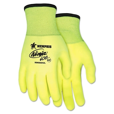 MCR Safety N9690HVL Ninja Ice Hi-Vis Gloves, Large, Hi-Vis Lime/White
