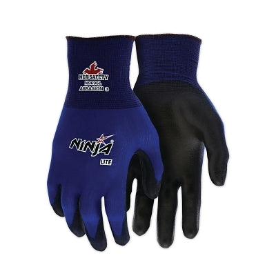 MCR Safety N9696M Ninja Lite N9696 18-ga Nylon PU Coated Gloves Medium Black/Blue