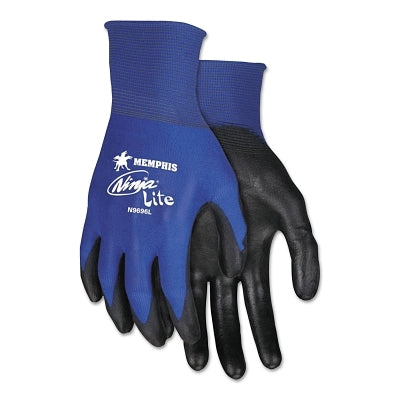 MCR Safety N9696XL Ninja Lite N9696 18-ga Nylon PU Coated Gloves X-Large Black/Blue
