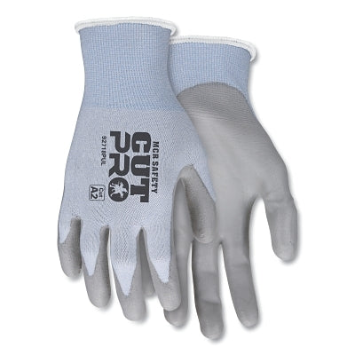 MCR Safety VP92718PUXXL CutPro 92718PU 18-ga HyperMax PU Coated Gloves, 2X-Large, Light Blue/Gray, Vend Pack