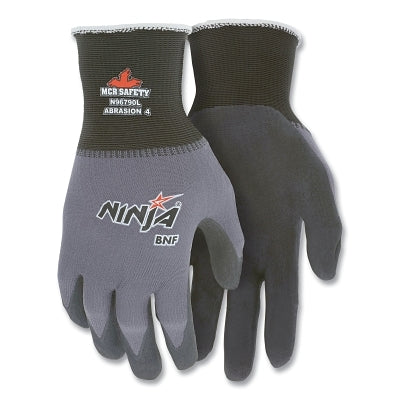 MCR Safety VPN96790XL Ninja N96790 15-ga Nylon/Spandex BNF with NFT Coated Gloves, X-Large, Black/Gray, Vend Pack