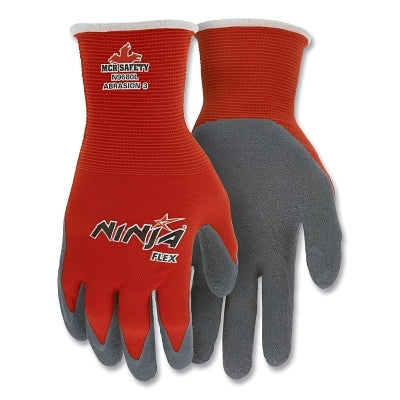 MCR Safety VPN9680L Ninja Flex N9680 15-ga Nylon Rubber-Latex Coated Gloves, Large, Gray/Red, Vend Pack