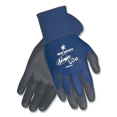 MCR Safety VPN9696M Ninja Lite N9696 18-ga Nylon PU Coated Gloves, Medium, Black/Blue, Vend Pack