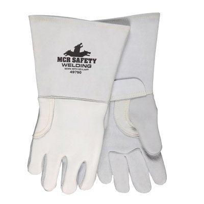 MCR Safety 49750L Elkskin Welding Gloves, Large, Pearl Gray, 5 in Gauntlet Cuff, Foam Lined Back