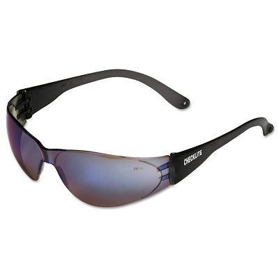 MCR Safety CL118 Checklite CL1 Frameless Safety Glasses Polycarbonate Blue Mirror Lens Duramass Smoke Polycarbonate Temples