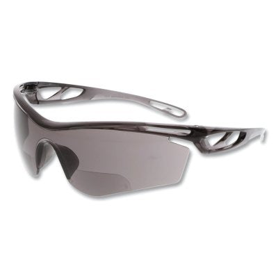 MCR Safety CL4H10G Checklite CL4 Series Safety Glasses Polycarbonate Gray Lens Polycarbonate Smoke Frame Duramass Hard Coat 1.0 Diopter
