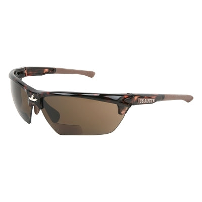 MCR Safety DM13H20BPF Dominator DM3 Safety Glasses, Polycarbonate Brown Lens, MAX6, Tortoiseshell Polycarbonate/Brown TPR, 2.0 Diopter