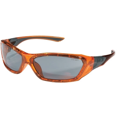 MCR Safety FF137 ForceFlex Protective Eyewear, Silver Mirror Lens, Duramass HC, Orange Frame