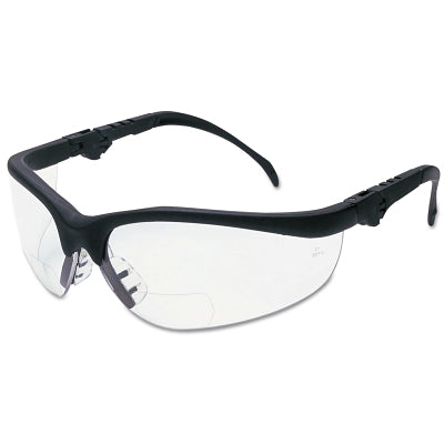 MCR Safety K3H25 Klondike KD3 Series Bifocal Reader Safety Glasses Clear Lens Black Frame 2.5 Diopter