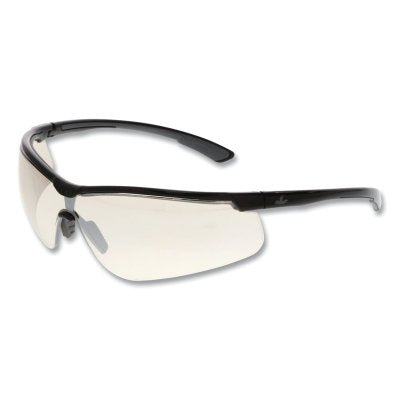 MCR Safety KD719AF Klondike KD7 Series Safety Glasses, Polycarbonate I/O Clear Mirror Lens/Black Frame, Black/Gray Temple, UV-AF Anti-Fog