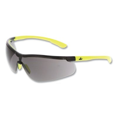 MCR Safety KD722DC Klondike KD7 Series Safety Glasses Polycarbonate Gray Lens/Black Frame Hi-Vis Lime Temple MAX36 Dual Coating