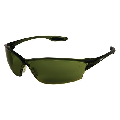 MCR Safety LW2150 Law LW2 Series Safety Glasses, Green Filter 5.0 Lens, TPR Nose Piece and Temple Inserts, Green Frame