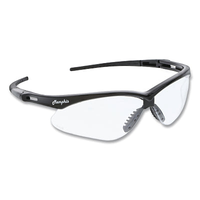 MCR Safety MP110 Memphis MP1 Safety Glasses Clear Polycarbonate Lens Duramass Scratch Resistant Coating Black Frame/Temple