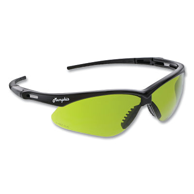 MCR Safety MP1120 Memphis MP1 Safety Glasses, Green Filter 2.0, Polycarbonate Lens, Duramass Scratch Resistant Coating, 2.0, Black Fr/Temple