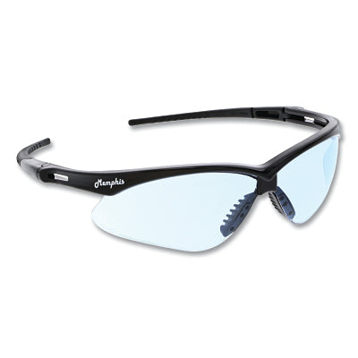 MCR Safety MP113 Memphis MP1 Safety Glasses Light Blue Polycarbonate Lens Duramass Scratch Resistant Coating Black Frame/Temple