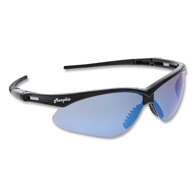 MCR Safety MP118 Memphis MP1 Safety Glasses, Blue Mirror, Polycarbonate Lens, Duramass Scratch Resistant Coating, Black Frame/Temple