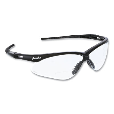MCR Safety MPH10 Memphis MP1 Safety Glasses, Clear, Polycarbonate Lens, Duramass Scratch Resistant Coating, Black Frame/Temple, 1.0 Diopter