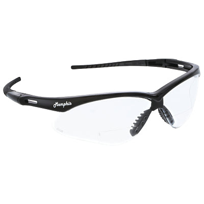 MCR Safety MPH15 Memphis MP1 Safety Glasses, Clear, Polycarbonate Lens, Duramass Scratch Resistant Coating, Black Frame/Temple, 1.5 Diopter