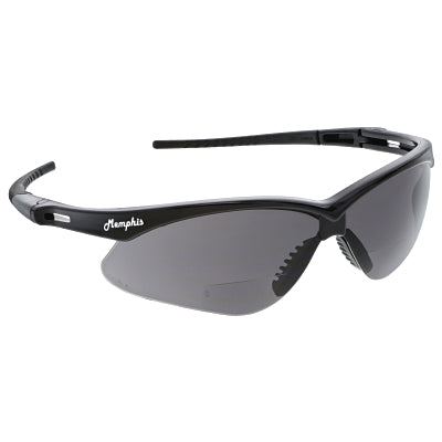 MCR Safety MPH15G Memphis MP1 Safety Glasses, Gray, Polycarbonate Lens, Duramass Scratch Resistant Coating, Black Frame/Temple, 1.5 Diopter