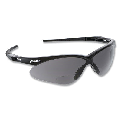 MCR Safety MPH20G Memphis MP1 Safety Glasses, Gray, Polycarbonate Lens, Duramass Scratch Resistant Coating, Black Frame/Temple, 2.0 Diopter