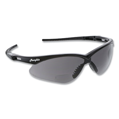MCR Safety MPH25G Memphis MP1 Safety Glasses, Gray, Polycarbonate Lens, Duramass Scratch Resistant Coating, Black Frame/Temple, 2.5 Diopter