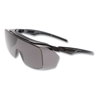 MCR Safety OG212PF Klondike OTG Series, Polycarbonate Gray Lens/Black Frame, Black/Gray Temple, MAX6 Anti-Fog