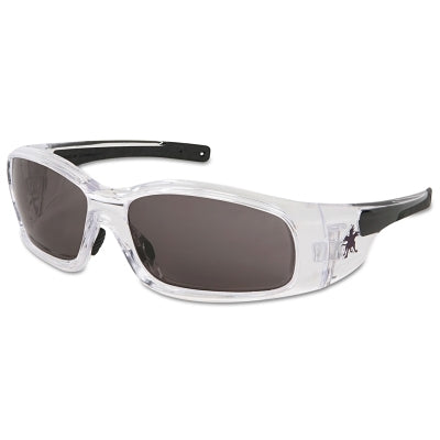 MCR Safety SR142AF Swagger Safety Glasses, Gray Lens, Duramass Anti-Fog, Black/Clear Frame