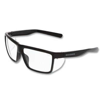 MCR Safety SR210 Swagger SR2 Series Safety Glasses, Polycarbonate Lens/Fr, Duramass Hard Coat, Black Frame, Clear Lens