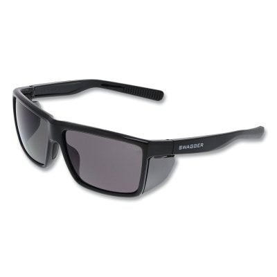 MCR Safety SR212 Swagger SR2 Series Safety Glasses, Polycarbonate Lens/Fr, Duramass Hard Coat, Black Frame, Gray Lens