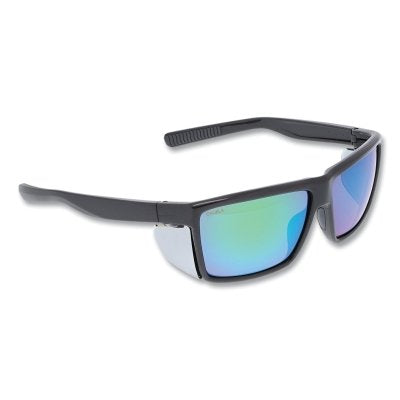 MCR Safety SR22BGZ Swagger SR2 Series Safety Glasses, Polycarbonate Lens/Fr, Duramass Hard Coat, Charcoal Frame, Green Mirror Polarized Lens