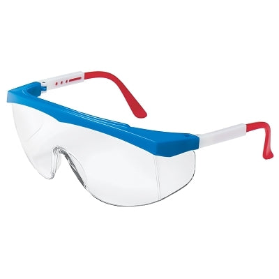 MCR Safety SS130 Stratos Spectacles Clear Lens Scratch-Resistant Blue/Red/White Frame Nylon