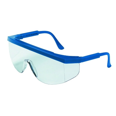 MCR Safety TK120 Tomahawk Protective Eyewear Clear Lens Duramass Hard Coat Blue Frame Nylon