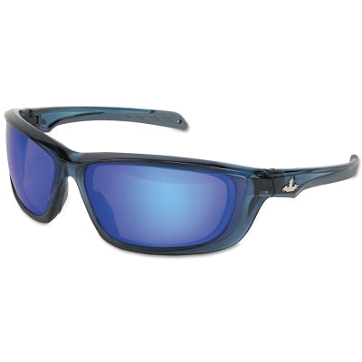 MCR Safety UD128BZ USS Defense Safety Glasses, Blue Diamond Mirror Lens, Duramass HC, Blue Frame