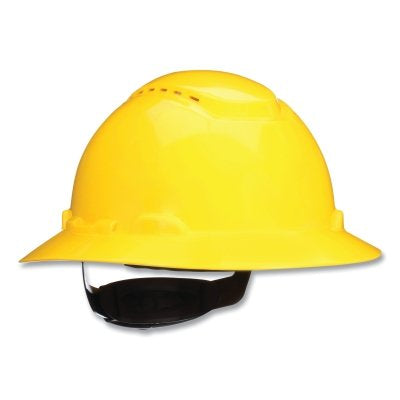 3M 7100240010 SecureFit Pressure Diffusion Ratchet Suspension w/UVicator Hard Hats and Caps, Full Brim, Vented, Yellow