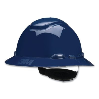 3M 7100240037 SecureFit Pressure Diffusion Ratchet Suspension w/UVicator Hard Hats and Caps, Full Brim, Navy Blue