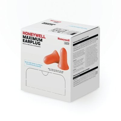 Honeywell Howard Leight MAX530 MAXIMUM Disposable Earplugs, Polyurethane Foam, Coral, Corded