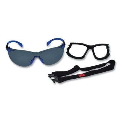 3M S1102SGAF-KT Solus 1000 Series Protective Eyewear, Gray Lens, Scotchgard Anti-Fog, Anti-scratch, Blue/Black Plastic Frame