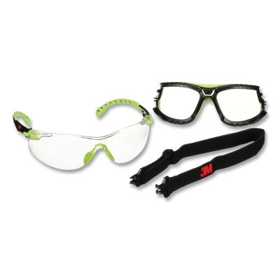 3M S1201SGAF-TKT Solus 1000 Series Protective Eyewear, Clear lens, Scotchgard Anti-Fog, Anti-Scratch, Green/Black, Polycarbonate Frame