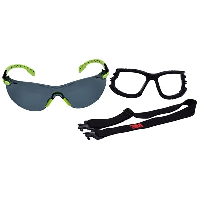 3M 7100079180 Solus 1000-Series Protective Eyewear, Gray Lens, Anti-Fog, Black/Green Frame