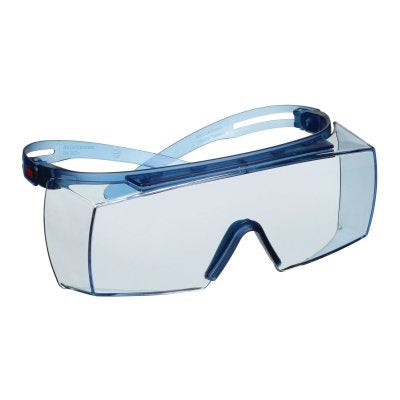 3M 7100221209 SecureFit 3700 Series Safety Glasses, Over-The-Glass, PC, Scotchgard Anti-Fog, Anti-Scratch, PC Blue Shade and Frame