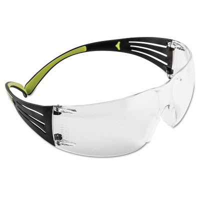 3M 7100156101 SecureFit 400 Series Protective Eyewear, Gray Poly Lens, Anti-Fog, Black/Green Plastic Temples