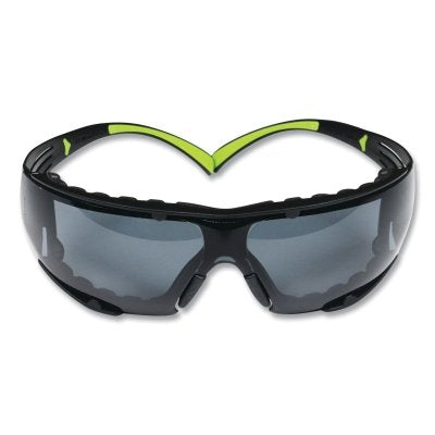 3M 7100112244 SecureFit 400 Series Protective Eyewear, Gray Poly Lens, Anti-Fog/Anti-Scratch, Black/Green Plastic Temples, Foam Gasket