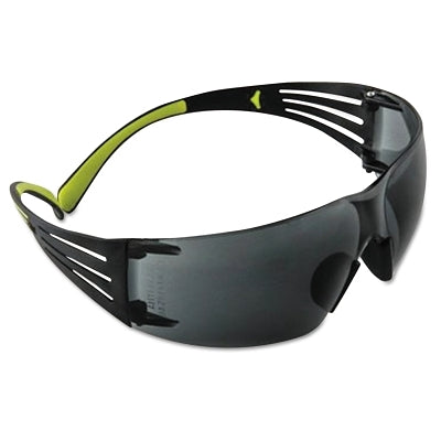 3M 7100112433 SecureFit 400 Series Protective Eyewear, Gray Poly Lens, Anti-Fog, Anti-Scratch, Black/Green Plastic Temples