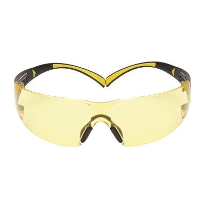 3M 7100158219 SecureFit 400 Series Protective Eyewear, Amber Poly Lens, Anti-Fog/Anti-Scratch, Black/Yellow Plastic Temples