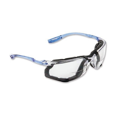 3M 7100046673 Virtua CCS Protective Eyewear, Clear Polycarbonate Lens, Anti-Fog, Clear Plastic Frame, Light Blue Temple, +2.5 Diopter