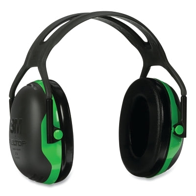 3M 7000104070 PELTOR X Series Earmuff, 22 dB NRR, Black/Green, Over the Head