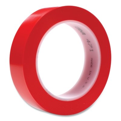 3M 7000047454 Vinyl Tape 471, 1-1/2 in L x 36 yd W, 5.2 mil Thick, Red