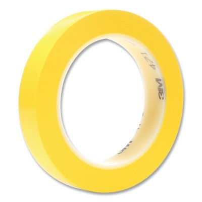 3M 7000047469 Vinyl Tape 471, 1-1/2 in W x 36 yd L, 5.2 mil Thick, Yellow