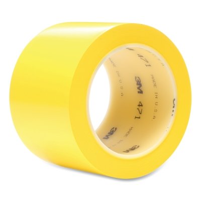 3M 7000047470 Vinyl Tape 471, 3 in W x 36 yd L, 5.2 mil Thick, Yellow
